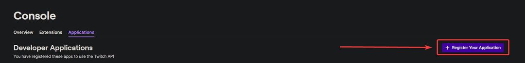 Register App button example